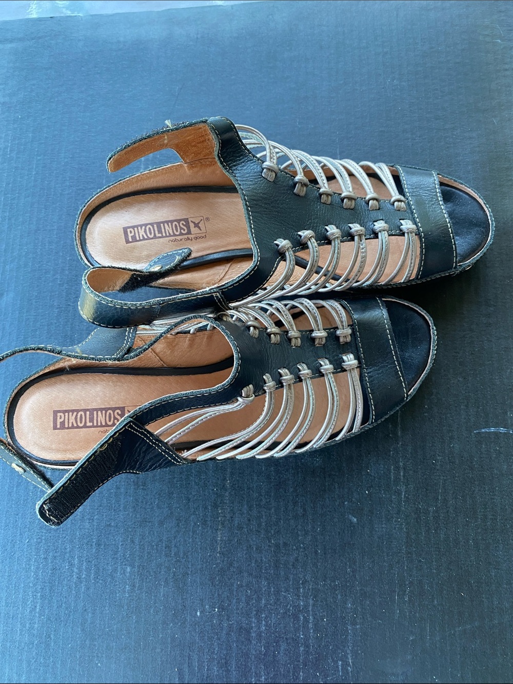 PIKOLINOS Black Leather Strappy Slingback Sandals - Picture 7 of 13